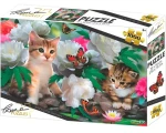 PRIME 3D Puzzle Koťata mezi pivoňkami
