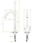 Laveo - Riveco - dřezová baterie stojánková s elastickým ramenem + filtr, kartáčovaná ocel BRIB768D