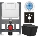 CERANO - Kompletní WC set Basic/Forte - černá matná - WC tlačítko Maxio/Bílá - závěsné - nízký modul - předstěnová instalace - 51x36 CER-8050BD86394