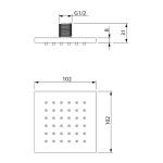 SAPHO - Pevná nástěnná sprška hranatá, chrom AQ216