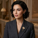 Luxusní květinová brož se zirkony Carola, Zlatá