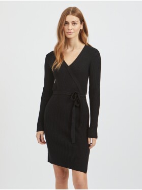 Černé dámské žebrované svetrové šaty VILA Ril dámské