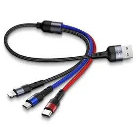 USAMS SJ410 U26 2A Datový Kabel 3v1 0.35m černá (6958444984308)