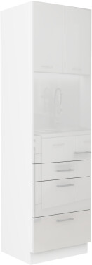 Vysoká potravinová skříňka Lara 60 DKS-210 3S 1F - Premium Box Barva korpusu: Bílá, Barva dvířek: Bílý lesk