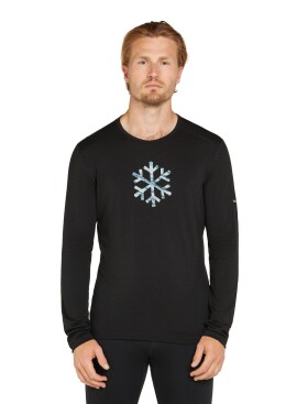 Pánské merino tričko s dlouhým rukávem ICEBREAKER Mens 200 Oasis LS Crewe POW, Black velikost: S