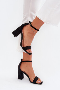 Dámské Sandály Na Podpatku Z Eko Semiše Černé Elirae 38