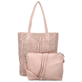 Módní dámský koženkový set kabelek Safira, světle růžový