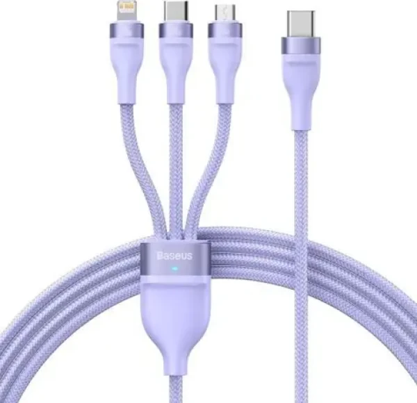 Baseus CASS030205 Kabel USB-A (M) USB-C (M) - Micro USB 18W (M) Lightning 20W (M) USB-C 100W (M) 1.5 m fialová (CASS030205)