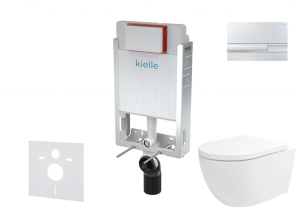 Kielle - Genesis Set předstěnové instalace, klozetu Oudee Vortex, sedátka softclose a tlačítka Gemini I, lesklý chrom 30505SZ80