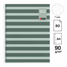 Miquelrius poznámkový blok Between the Lines NB-1, A4, 90g, karton, 80 listů, linka, Moss