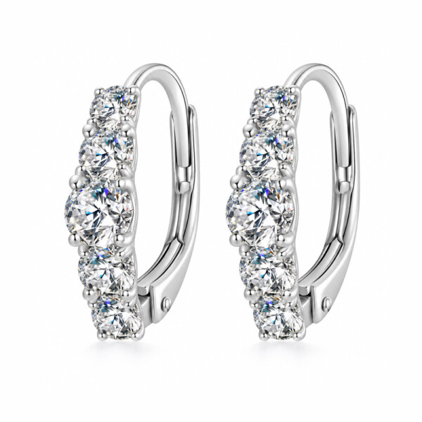 Luxusní stříbrné náušnice Nerissa MOISSANITE + CERTIFIKÁT, Stříbrná certifikát GRA, hadřík na čištění stříbra, dárková krabička