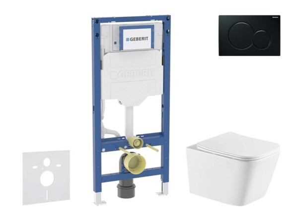 GEBERIT - Duofix Set předstěnové instalace, klozetu Arkas I a sedátka softclose, tlačítko Sigma01, černá SANI11CA5185