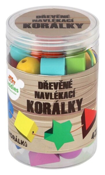 Korálky dřevěné barevné navlékací 42 ks