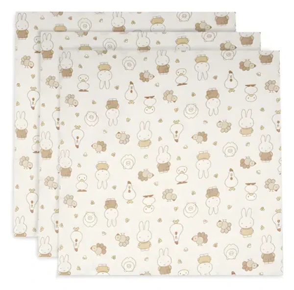 Jollein Pleny 3 ks 70x70 cm Miffy Family Farm / Látkové pleny / 100% bavlněný mušelín (535-851-68156)