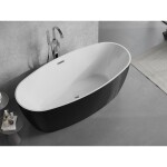 MEXEN/S - Lira volně stojící vana vzor 170 x 80, bílá/černá, sifon a přepad chrom 52831708075-01