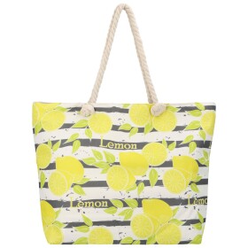 Textilní plážová taška Citronáda, citrón a černý pruh