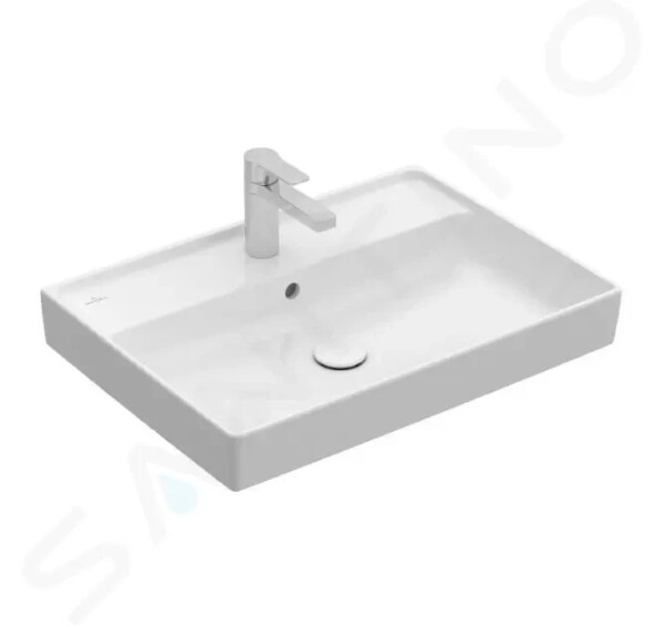 VILLEROY & BOCH - Collaro Umyvadlo 650x470 mm, s přepadem, otvor pro baterii, CeramicPlus, Stone White 4A3365RW