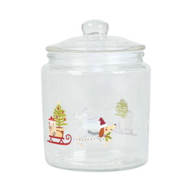 Det Gamle Apotek Skleněná dóza Christmas Holidays 16 cm, čirá barva, sklo