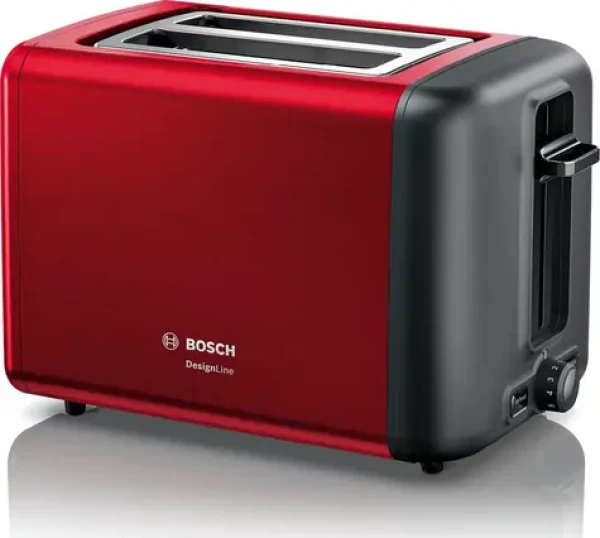 BOSCH TAT3P424DE červeno-černá / Topinkovač / 970 W / 2 sloty / rozpékací mřížka / rozmrazování (TAT3P424DE)