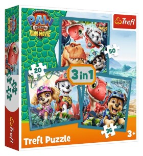 Puzzle Tlapková patrola: Dinosauří film 3v1 (20,36,50 dílků)