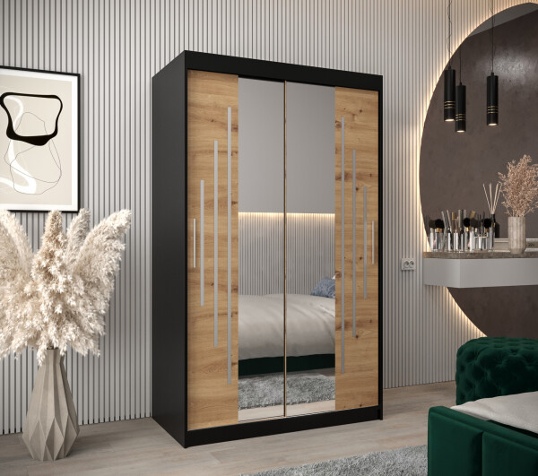 Šatní skříň Abi Y1 Barva korpusu: Černá, Rozměry: 120 cm, Dveře: Dub artisan