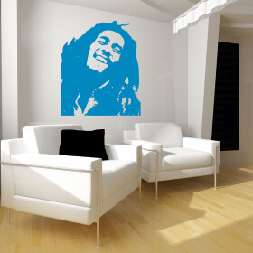 Samolepka Portrét Bob Marley Barva: modrá, Velikost: 80 x 67 cm