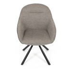Židle jídelní, béžová látka a tmavě šedá látka v dekoru vintage kůže, černý kov, otočná P90°+ L90° s vratným mechanismem