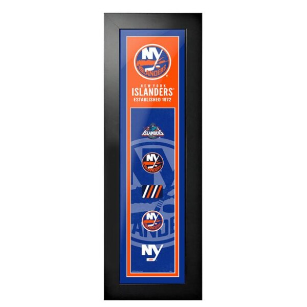 Mustang Obraz v rámu New York Islanders NHL 6"x22" Logos to History d Art