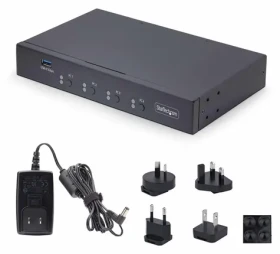 StarTech 4-portový KM switch černá / Přepínač klávesnice a myši / USB / 4 porty (P4A20132-KM-SWITCH)