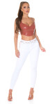 Sexy Koucla Latex Look Träger Crop Top barva white velikost S