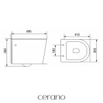 CERANO - WC závěsné Toluco, Vortex - vírové splachování - bez sedátka - bílá lesklá - 49,5x36,5 CER-667763