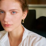 Luxusní náušnice s perlou a zirkony Dorothea, Zlatá