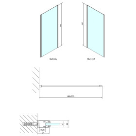 POLYSAN - EASY boční stěna 700, čiré sklo EL3115