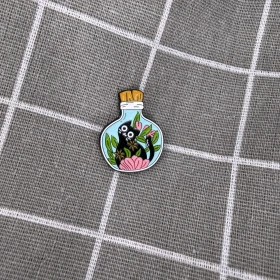 Pinarna.cz Černá kočička v baňce s kytičkami