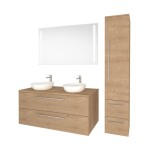 Mereo Bino, koupelnová skříňka s umyvadlem z litého mramoru 81 cm, dub Arlington CN621M