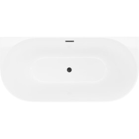 MEXEN/S - Oval Slim volně stojící vana nástěnná 170 x 80, bílá, sifon a přepad černá 52661708000-70