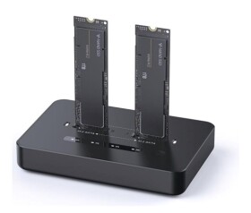 GEMBIRD dokovací stanice pro stolní počítače DD2-U3M2, USB-C, 2x M.2 SATA, NVMe SSD, černá EDF_1561690