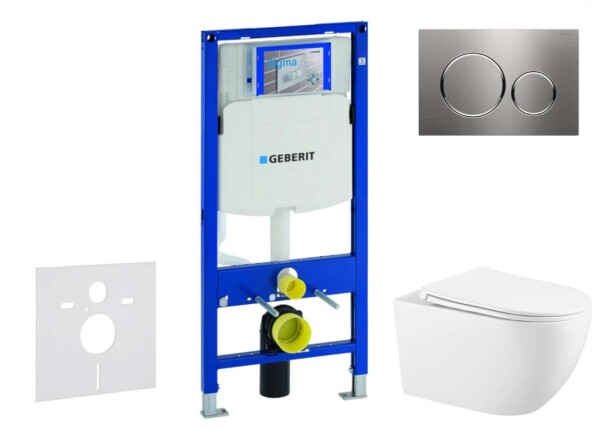 GEBERIT - Duofix Set předstěnové instalace, klozetu Gaia a sedátka softclose, tlačítko Sigma20, nerez SANI11CA6102