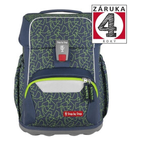 Školní batoh pro prvňáčky – 4 dílný set, Step by Step BASIS Green Geometric, AGR