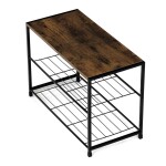 Botník, 2 police, MDF, dekor staré dřevo sonoma, černý kov