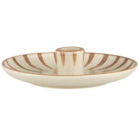 IB LAURSEN Porcelánový svícen Brown stripes, hnědá barva, porcelán