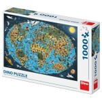 Puzzle Kreslená mapa světa 1000 dílků - Dino
