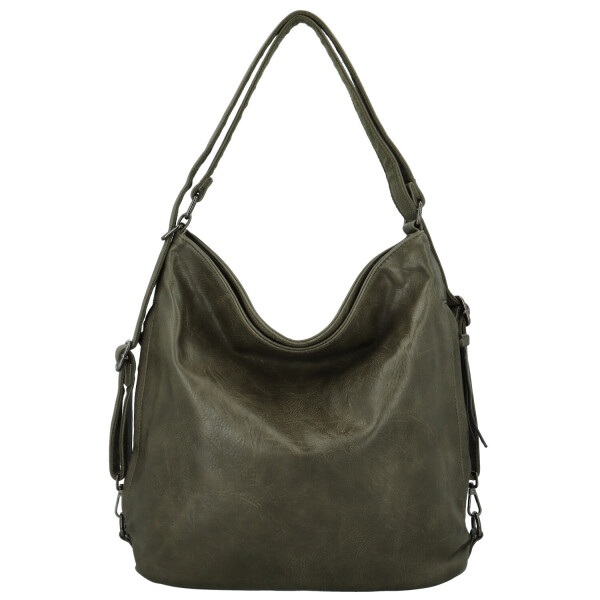 Stylový dámský koženkový kabelko-batoh Dexy, tmavě zelený