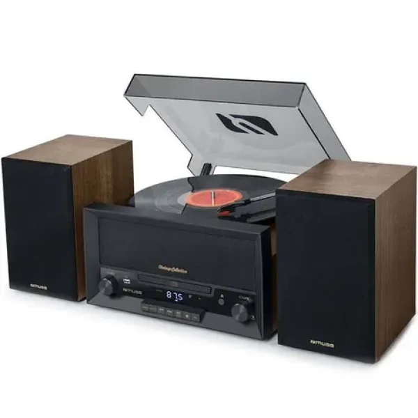 Muse MT-120 MB hnědá / Gramofon / 33 45 78 RPM / 40W / FM / PLL / Bluetooth / USB / RCA / AUX (MT-120MB)