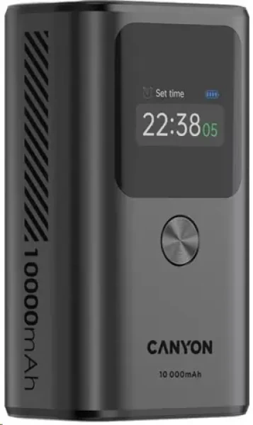 CANYON CNS-CPB130DG šedá / Powerbanka / 10000mAh / PD30W / TFT displej / 1x USB-A / 2x USB-C (CNS-CPB130DG)