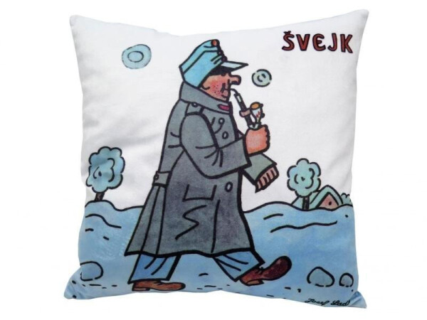 Švejk v zimě/ Polštář 30x30cm - Josef Lada