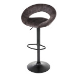 Židle barová, hnědá sametová látka, černá podnož