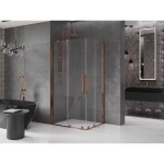 MEXEN/S - Velar Duo čtvercový sprchový kout 100 x 90, transparent, růžové zlato 871-100-090-02-60