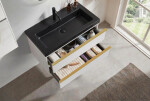 CERANO - Koupelnová skříňka Velora - bílá matná, úchytka zlatá + umyvadlo z lit. mramoru Ovo - černá matná - 80,5x58x46,5 CER-979952
