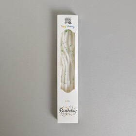 Dortové svíčky zakroucené bílo-zelené 6ks